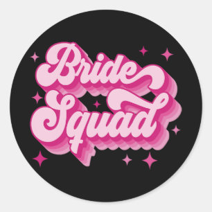 Sticker Rond Bride Squad Retro Mariage de la fête de la mariée 