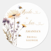 Sticker Rond Bride to bee wildflower ivory bridal shower (Devant)