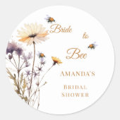Sticker Rond Bride to bee wildflower ivory bridal shower (Devant)