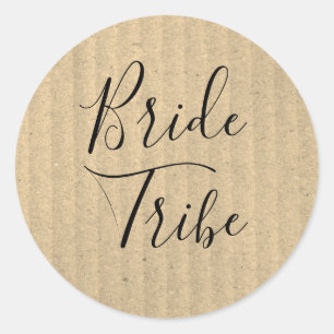 Sticker Rond Bride Tribe Hipster Rustique Mariage Kraft papier