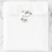 Sticker Rond Bridesmaid Cadeaux Roses Blanches Thème Personnali (Sac)