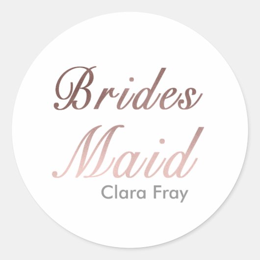 Sticker Rond bridesmaid en or rose moderne (Devant)