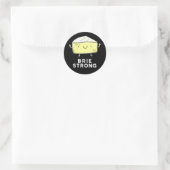 Sticker Rond Brie Strong Funny Pot de fromage positif foncé BG (Sac)