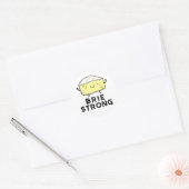 Sticker Rond Brie Strong Funny Pun de fromage positif (Enveloppe)