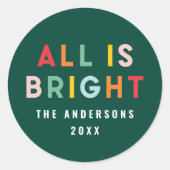 Sticker Rond Bright 1 photo vert fun moderne Noël famille (Devant)