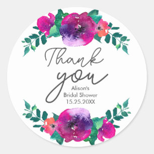 Sticker Rond Bright & Bold Colorful Florals nuptiale merci