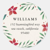 Sticker Rond Bright Boughs | Adresse de retour de Noël (Devant)