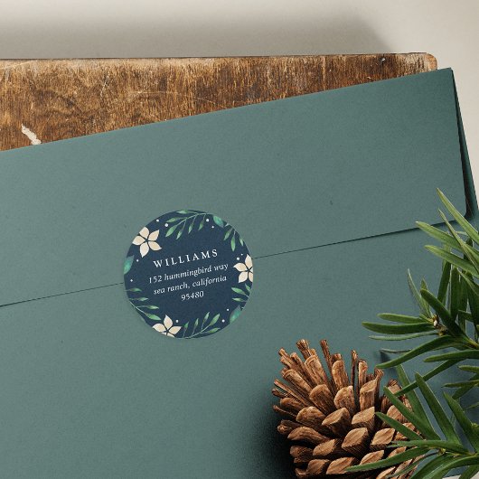 Sticker Rond Bright Boughs | Adresse de retour de Noël