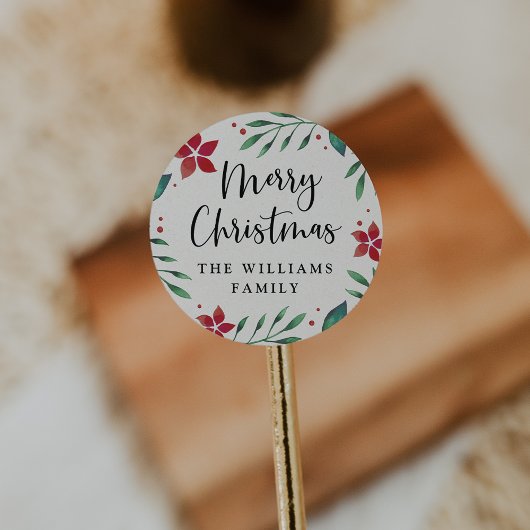 Sticker Rond Bright Boughs | Joyeux Noël personnalisé