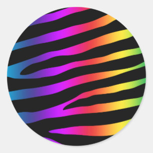 Sticker Rond Bright Coloré Zebra Stripes