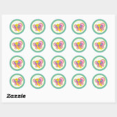 Sticker Rond Bright Colorful Papillon Kids Design de dessin (Feuille)