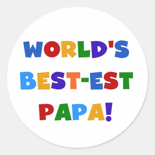 Sticker Rond Bright Colours World's Best Papa Tshirts and Gifts (Devant)