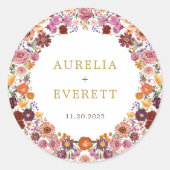Sticker Rond Bright Fall Fleur sauvage Floral Wreath Mariage (Devant)
