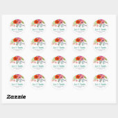 Sticker Rond Bright Floral Love and Thanks Baby shower (Feuille)