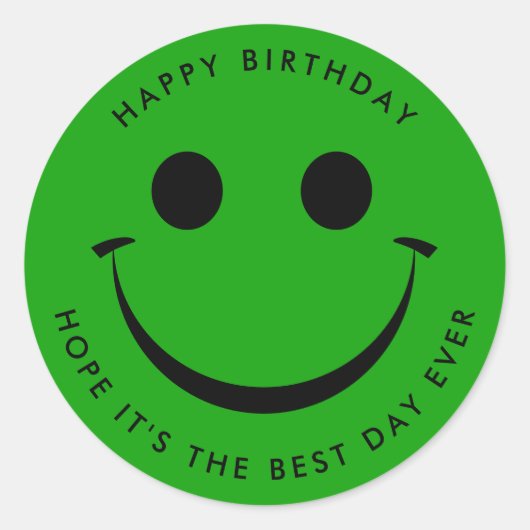 Sticker Rond Bright Green Happy Face Anniversaire (Devant)