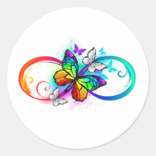 Sticker Rond Bright infinity with rainbow butterfly