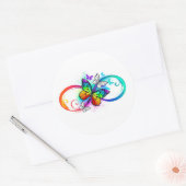 Sticker Rond Bright infinity with rainbow butterfly (Enveloppe)