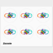 Sticker Rond Bright infinity with rainbow butterfly (Feuille)