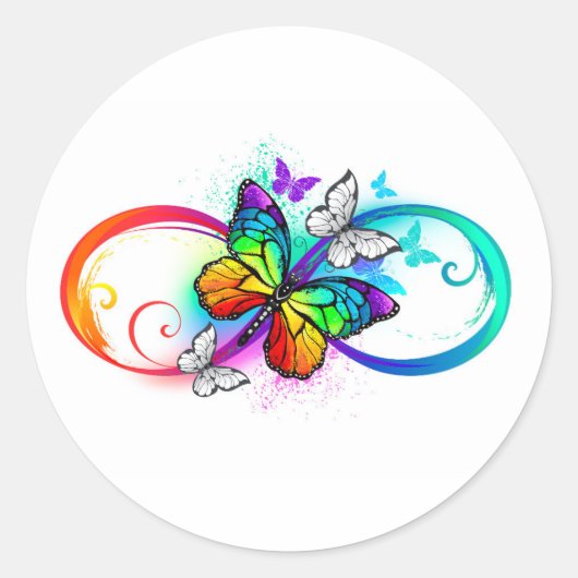 Sticker Rond Bright infinity with rainbow butterfly (Devant)