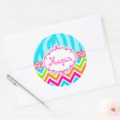 Sticker Rond Bright Leopard Zebra Imprimer Chevron Monogramme (Enveloppe)