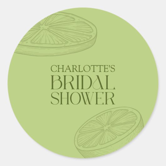 Sticker Rond Bright Minimalist Citrus Bridal Shower (Devant)