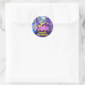 Sticker Rond Bright Neon Pink Glow Disco Dansons Party (Sac)