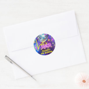 Sticker Rond Bright Neon Pink Glow Disco Dansons Party