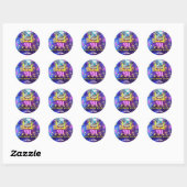 Sticker Rond Bright Neon rose brillant Disco Dance Party Merci (Feuille)