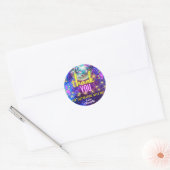 Sticker Rond Bright Neon rose brillant Disco Dance Party Merci (Enveloppe)