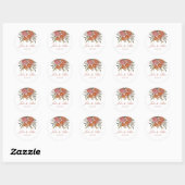 Sticker Rond Bright Peach et Orange Floral Mariage (Feuille)