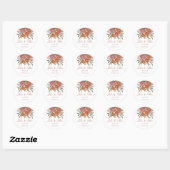 Sticker Rond Bright Peach et Orange Floral Mariage (Feuille)