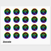 Sticker Rond Bright Rainbow Love Kanji (Feuille)