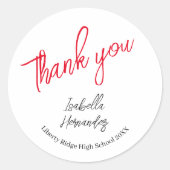 Sticker Rond Bright Red manuscrit personnalisé Graduation (Devant)