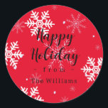 Sticker Rond Bright Red Snowflakes Custom Christmas<br><div class="desc">Bright Red Snowflakes Custom Christmas Classic Round Sticker</div>
