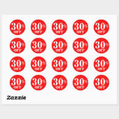 Sticker Rond Bright Red White 30% DE BON (Feuille)