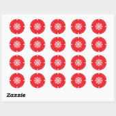Sticker Rond Bright Red White Snowflon Design de Noël (Feuille)