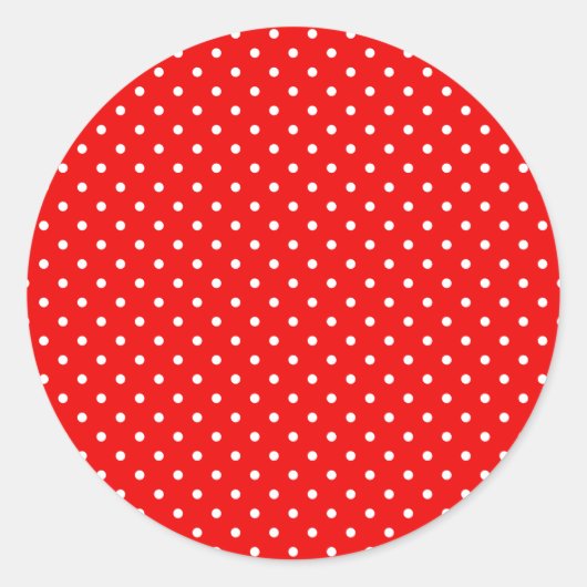 Sticker Rond Bright Retro rouge et blanc Polka point blanc (Devant)