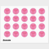 Sticker Rond Bright rose rouge rétro Merci de mariage personnal (Feuille)