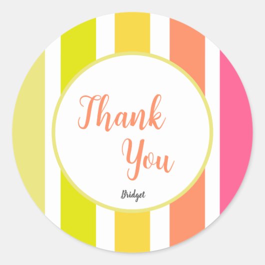 Sticker Rond Bright Stripes Été Humeur Merci (Devant)
