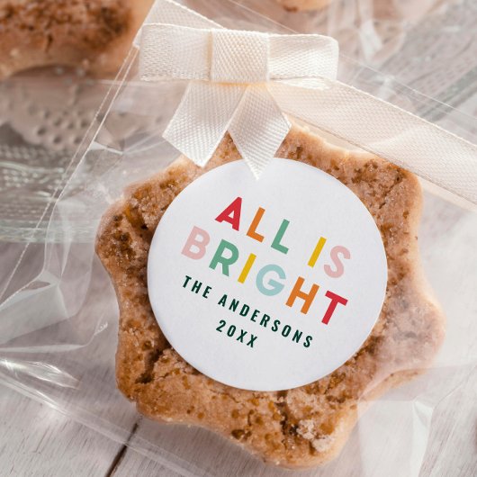 Sticker Rond Bright typographie famille moderne de Noël