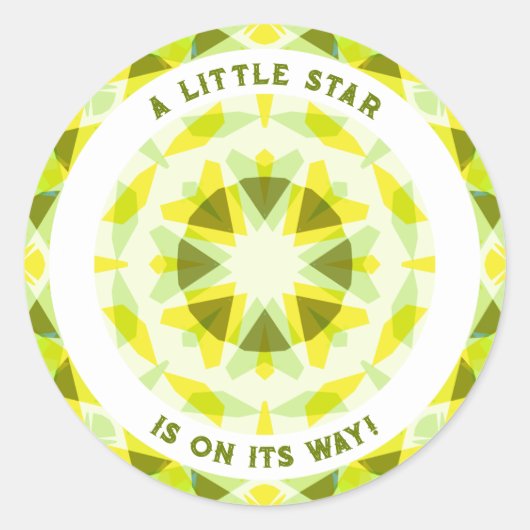Sticker Rond Bright Yellow Green Star Baby shower de révélation (Devant)