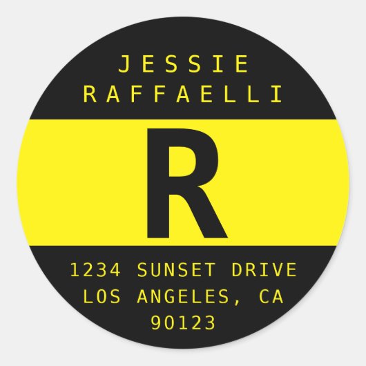 Sticker Rond Bright Yellow Modern Look Adresse de retour (Devant)
