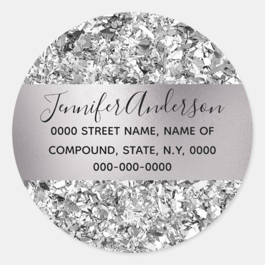 Sticker Rond Brillant en aluminium brillant en feuille d'argent (Devant)