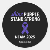 Sticker Rond Brillant violet socle solide NEAM 2025 Epilepsie (Devant)