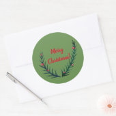 Sticker Rond Brindilles de Noël, Joyeux Noël (Enveloppe)