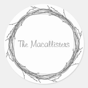 Sticker Rond Brindilles et vignes