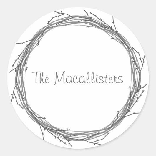 Sticker Rond Brindilles et vignes (Devant)