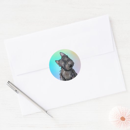 Sticker Rond Brindle Cairn Terrier (Enveloppe)