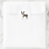 Sticker Rond Brindle Et Blanc Boston Terrier Cute Dessin Chien (Sac)