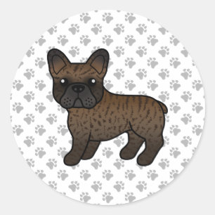 Sticker Rond Brindle French Bulldog mignon chien de dessin